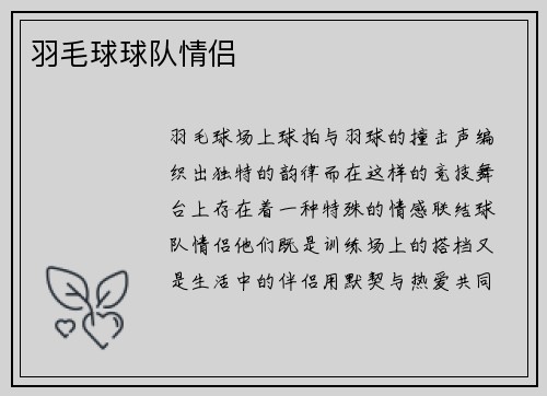 羽毛球球队情侣